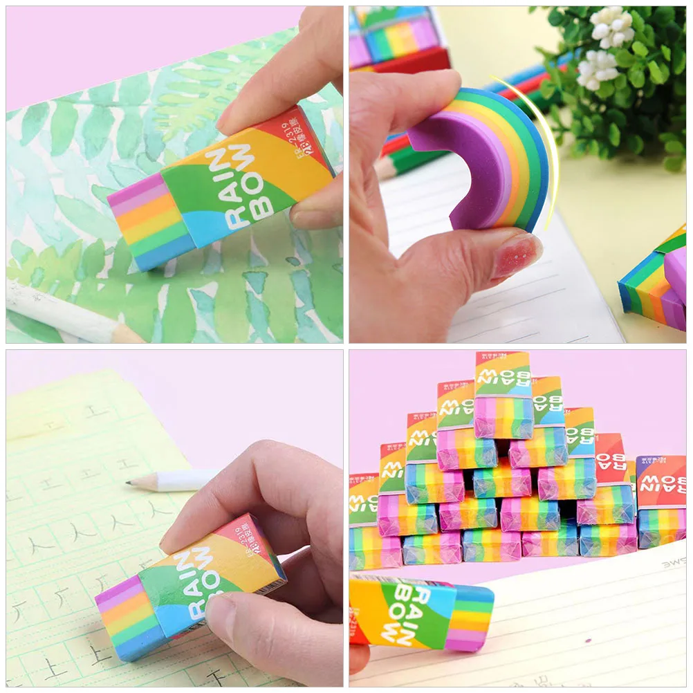 

20 Pcs Colored Pencil Eraser Mini School Supplies Kids Accessories Portable Creative Classroom Home Use Daily Wear Resistant