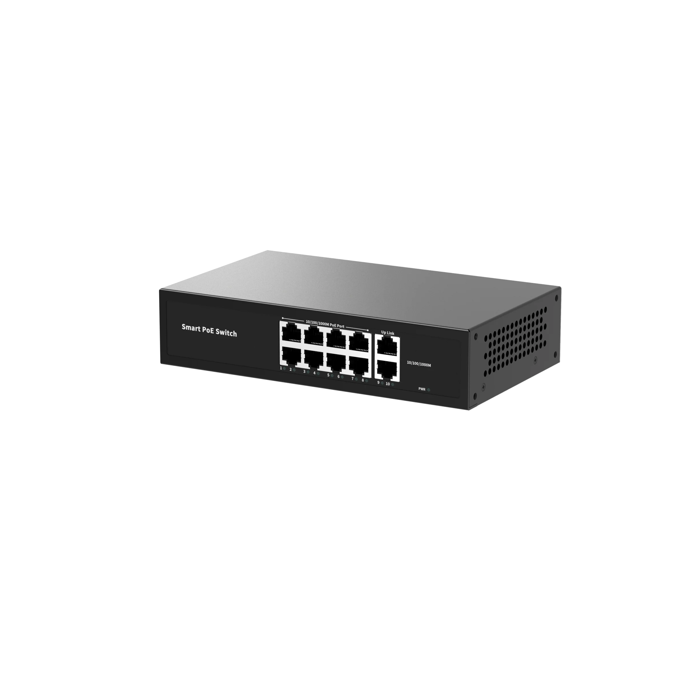 10-Ports 10/100/1000Mbps POE Switch مع 8-PoE و 2-RJ45 لتوصيل الإرسال والتشغيل جيجابت محول إيثرنت الذكي لكاميرا IP