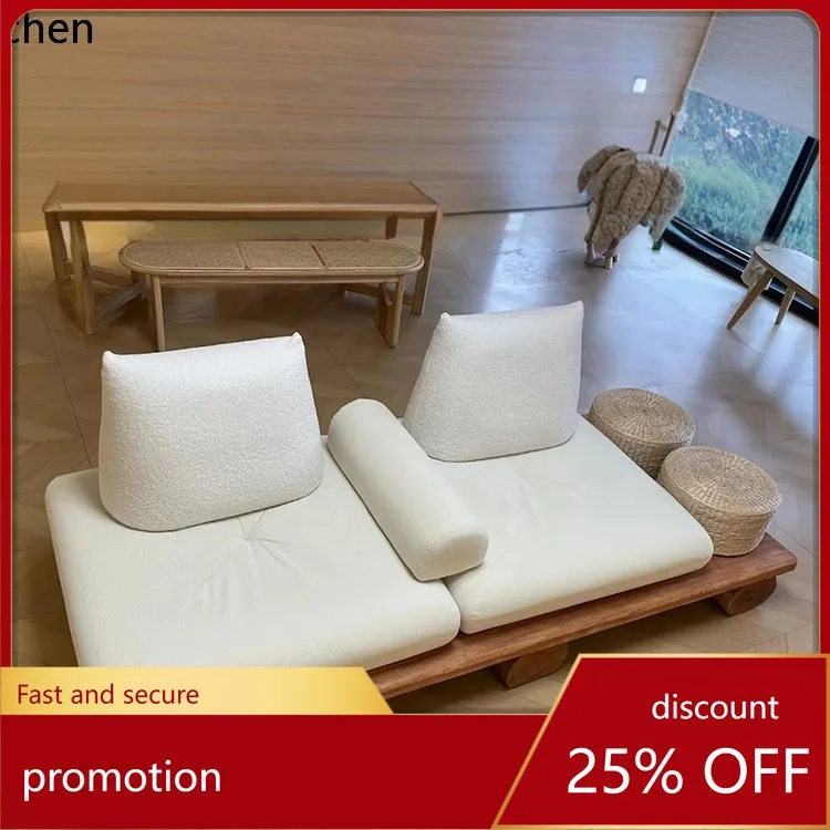 CZ all-solid wood sofa, straight-line two-seater and three-seater leisure sofa, suitable for homestays, hotels, and home use