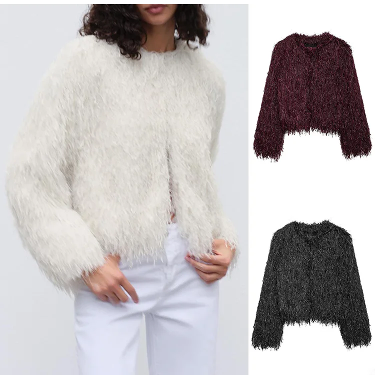 2024 Autunno Nuovo Retro Allentato rotondo Ne Pelliccia Artificiale Cappotto da Donna Faion Vintage Sle No Brand Collezione di Metà Anno