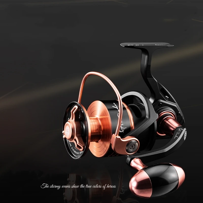 Carretilha de pesca Ecooda GT Fisher Big Power 16000XH e 14000XH com conjunto de engrenagens forjadas em aço inoxidável e design de estrutura à prova d'água.