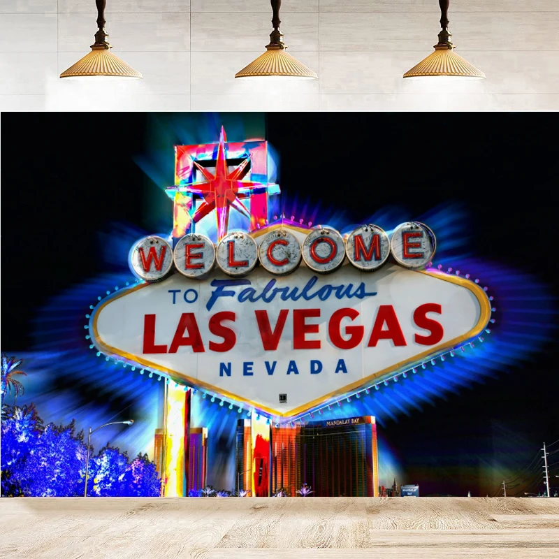 Photography Backdrop For Birthday Welcome To Las Vegas Fabulous Casino Night Poker Party Background Prom Costume Dress-up Party