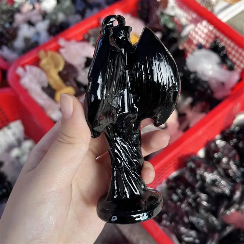 Natural Black Obsidian Witch Succuba Lilith Statue Carving Statue Quartz Healing Energy Gemstone For Christmas Gift 1pcs view 4