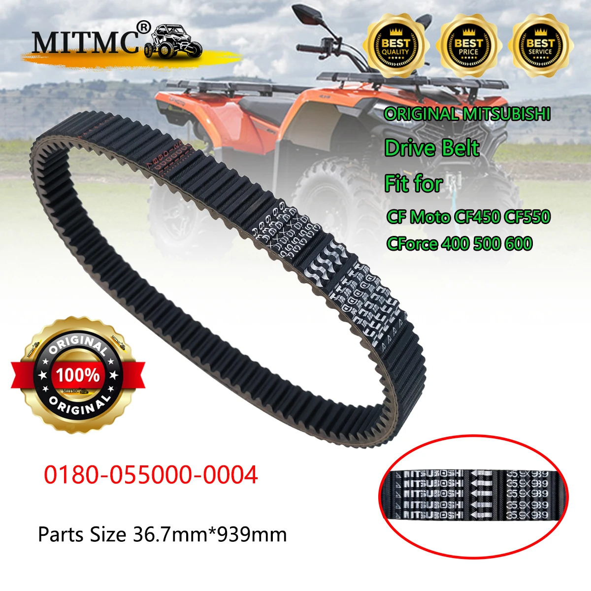 

Оригинал Mitsubishi ремень CVT для CF CF400 450 500 550 ATV UTV SSV 600-0180-055000 Размер 0004*35,9