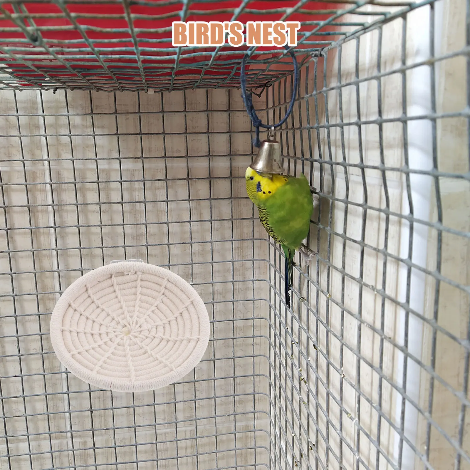 

2Pcs Parrot Breeding Nest Handwoven Cotton Rope Small Birds Finch Canaries Cages Cozy Woven Nesting Place Parrot Nesting Box