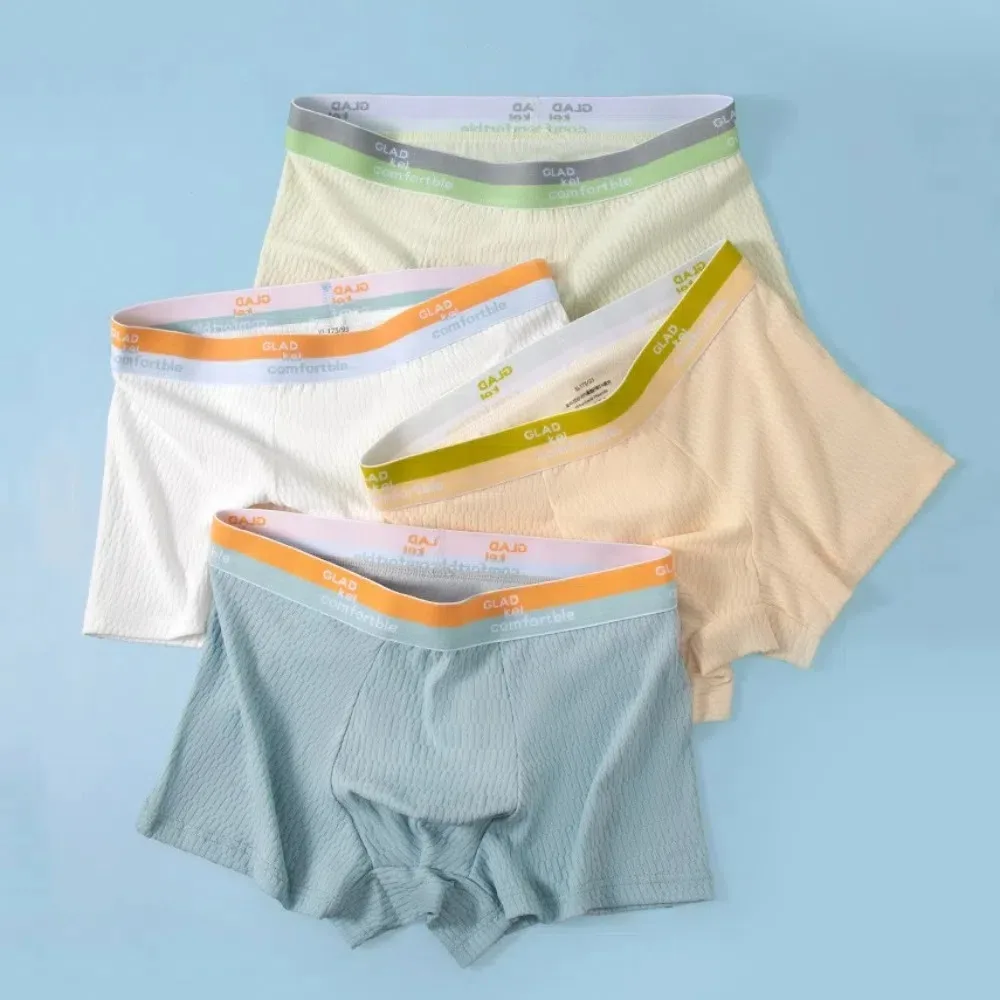 

4Pcs Breathable Plus Size Men's Boxer Briefs Seamless Elastic Underwear for Man Mid Waist Lingerie Printed Panties Gifts