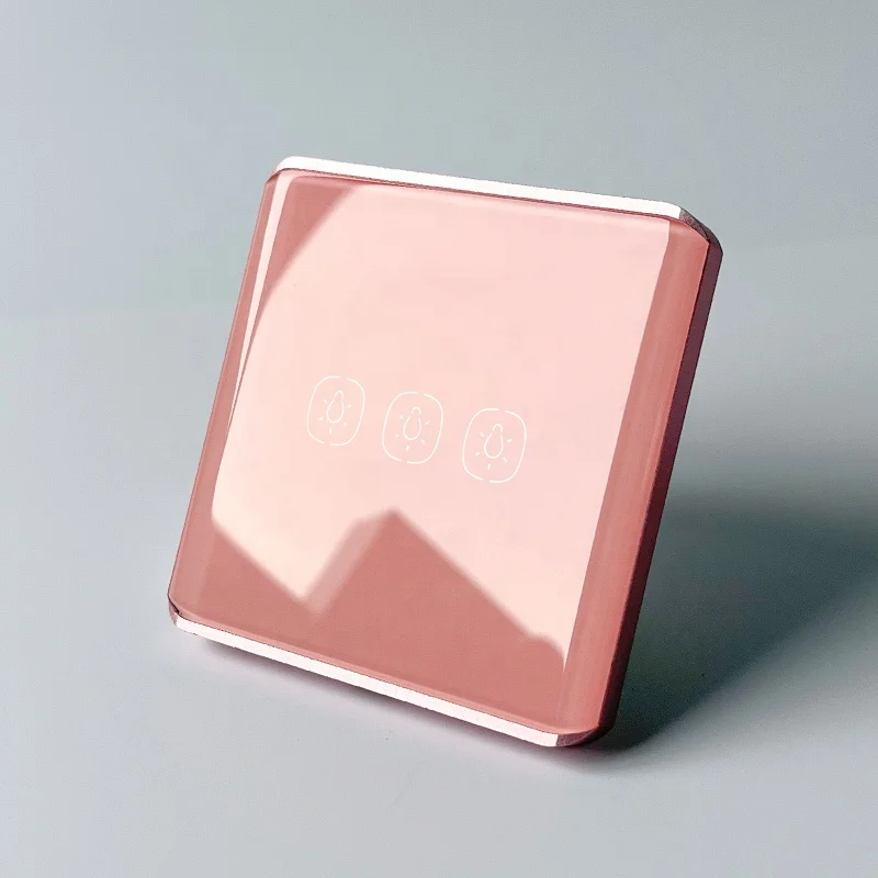 Chambre d'enfant Smart Life pour Zigbee 3.0 16A interrupteur d'éclairage mural 3 gangs avec panneau de verre et icône/logo