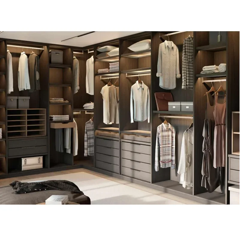 Top quality New Modern Home Customized Wardrobe U Shape Design for Dressing Room Walk in Closet Price