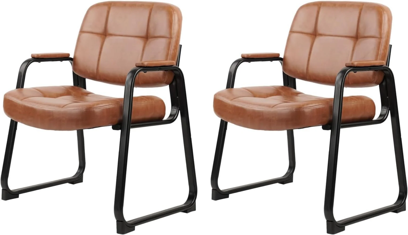 

Big Tall 400 lbs Waiting Room Chairs with Padded Arms Leather Guest Chair no Wheels for Office Reception Lobby