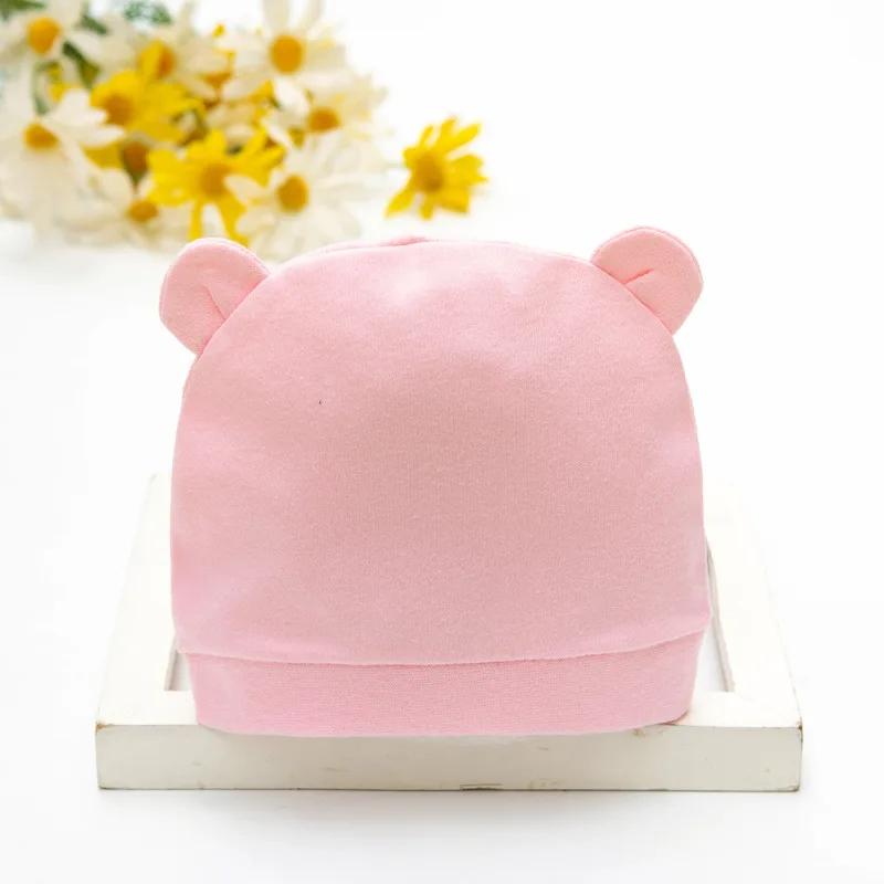 Korean Baby Pure Cotton Hat Cute Knitted Warm Newborn Cap Infant Beanie Solid Color Baby Girl Boy Soft Crochet Hats with Wing