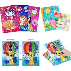 10 Sheet/set DIY Colorful Mosaic Sticker Kid Early Education Toys Cute Cartoon Animal Paint Dot Sticker Girls Boys Puzzle Gifts