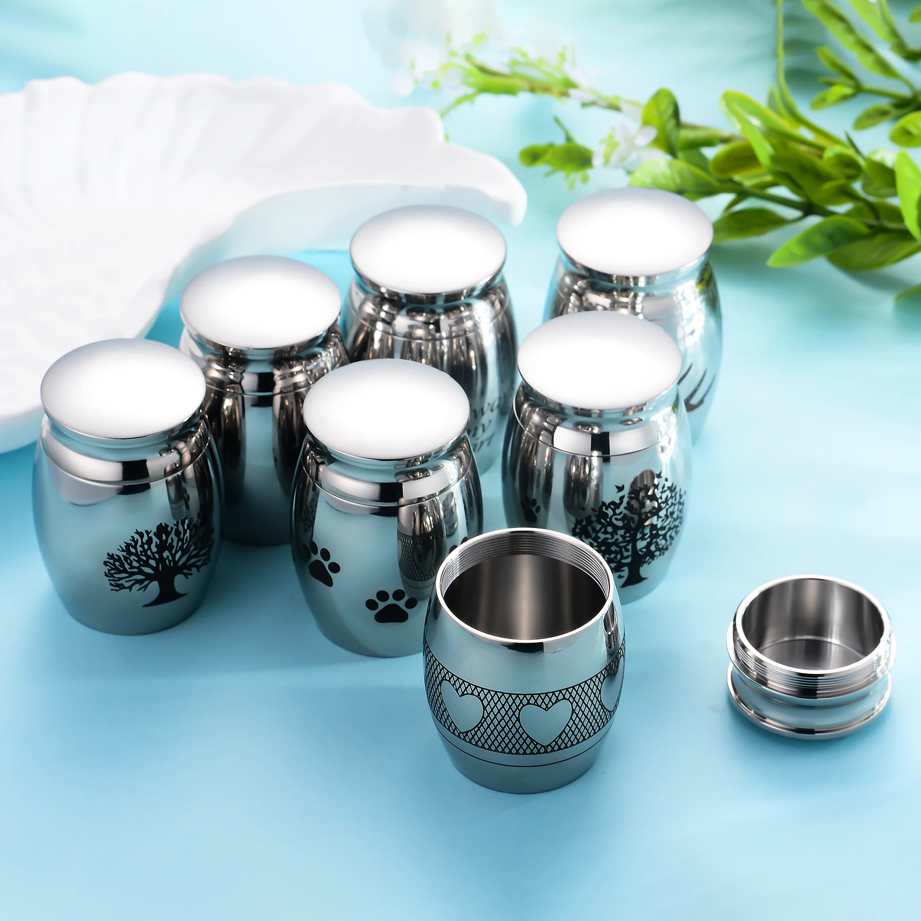 High 25mm/40mm Decorative Memorial Keepsake Stainless Steel Cremation Urns for Human Pet Ashes -Always in My Heart