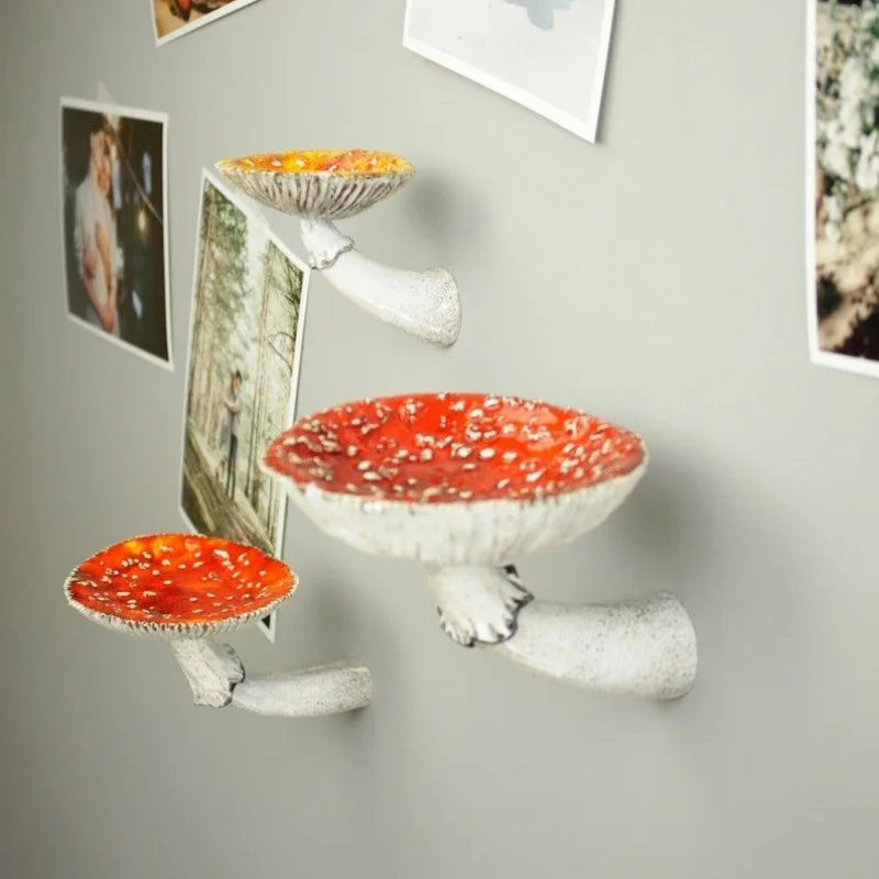 Pilz hängen Regal Harz Wand schwimmende Regal Amanita Pilz Form Wohnkultur Ornamente für Wandbehang Regale