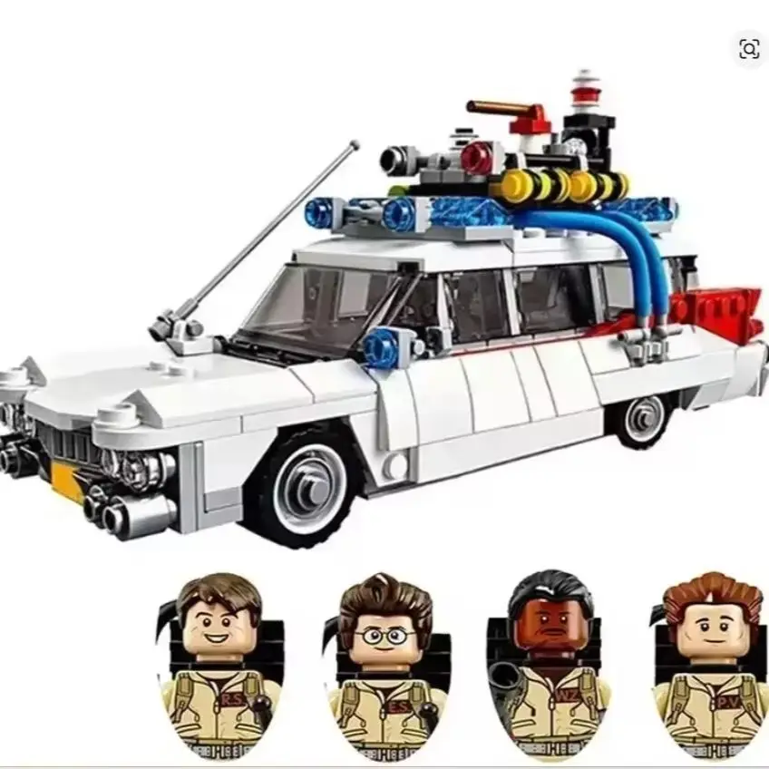 MOC-kompatible Ghostbusters Ecto-1 Filmwagen-Bausteine, kreative Spielzeug-Montagemodelle, Weihnachts- und Geburtstagsgeschenke
