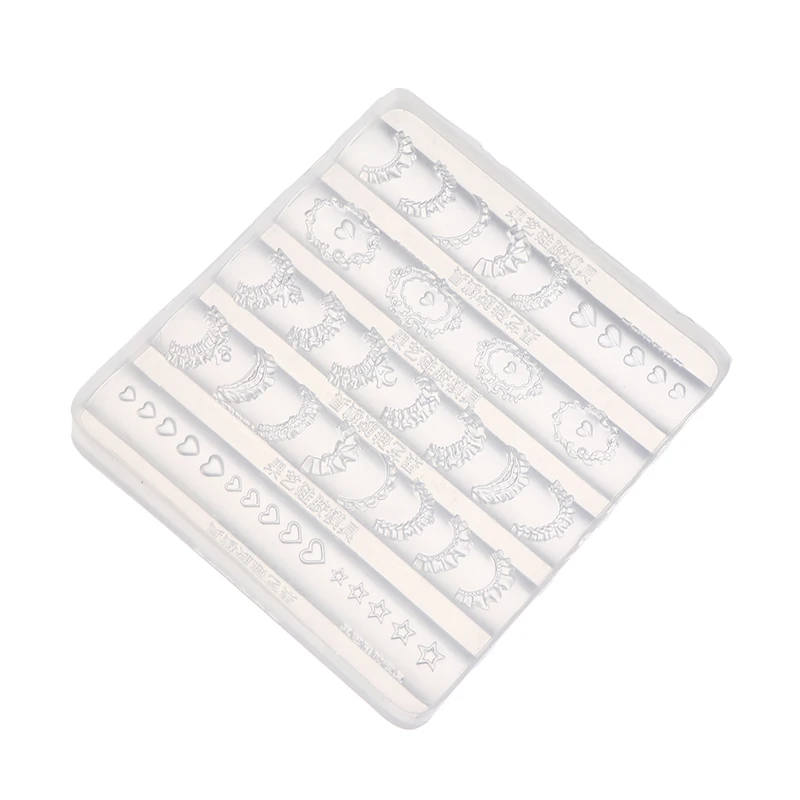 الفرنسية تنورة ستار القلب نمط الإستنسل قوالب ثلاثية الأبعاد الدانتيل تقليم مسمار الفن قالب من السيليكون لتقوم بها بنفسك أدوات نحت مانيكير اكسسوارات