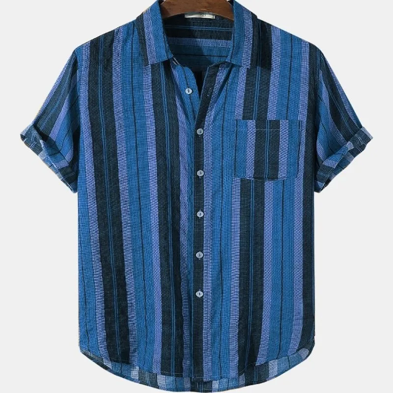 Chemise rétro à rayures pour hommes, vêtements vintage originaux, décontractés et à la mode, imprimé floral, idoles sociales, flamengo, tendance