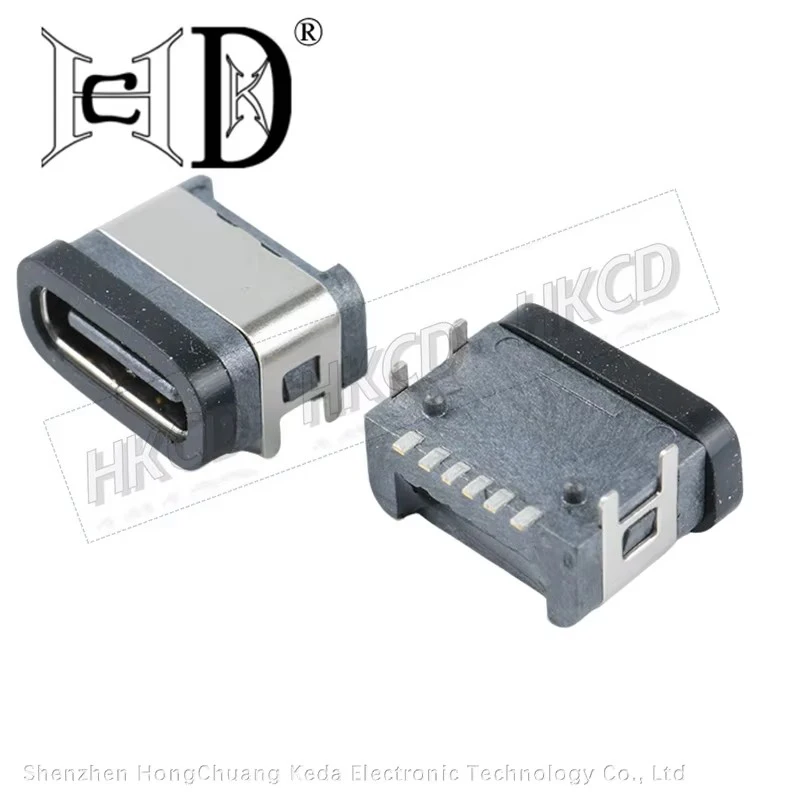 5Pcs Waterproof Type-C Female Connector 6PIN 16PIN Vertical SMD High Current Fast Charging Jack Port USB-C Charger Plug Socket
