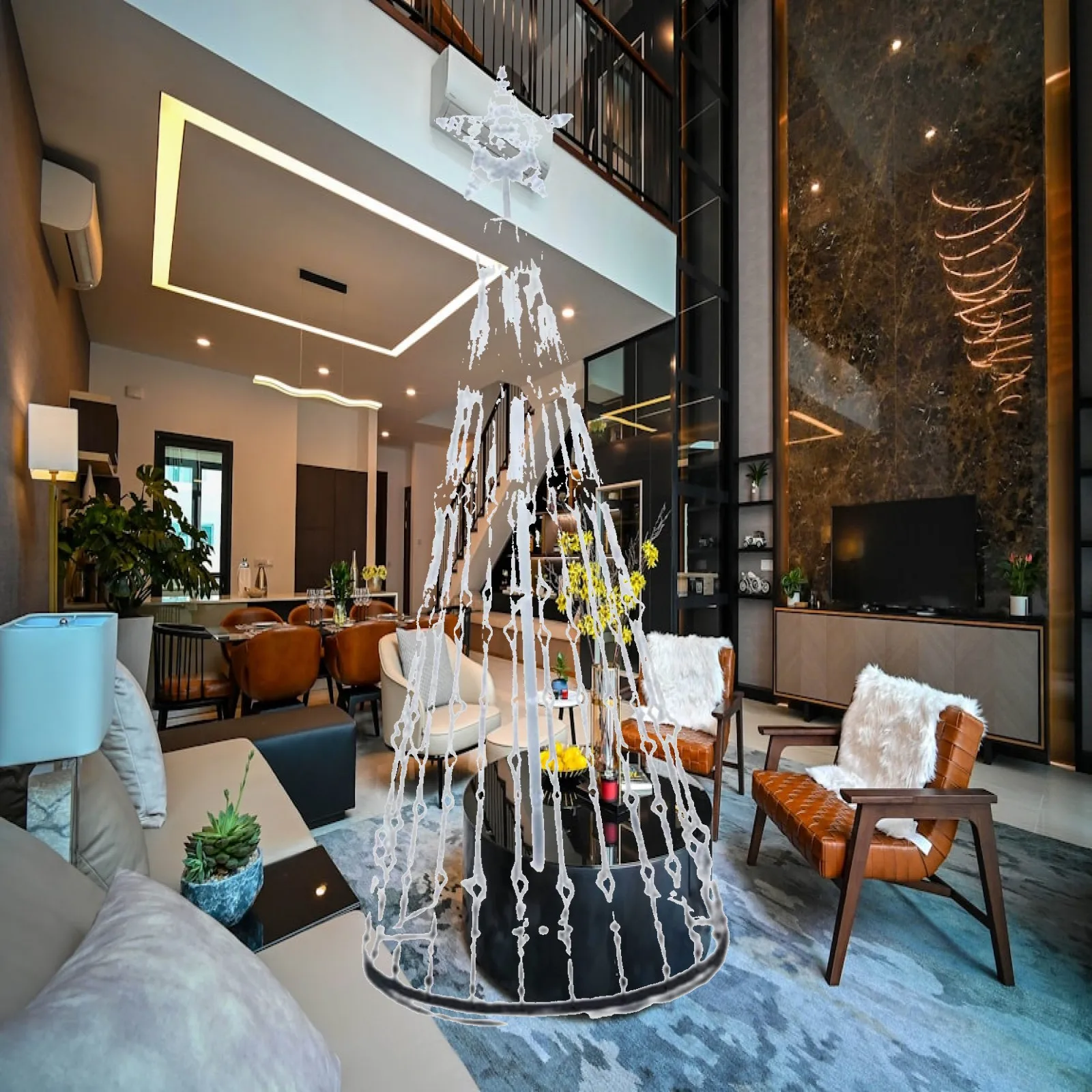 Multicolor Star String Lights Waterfall Rain Shower for Xmas Tree Wedding Party Garden Yard Outdoor Decoration
