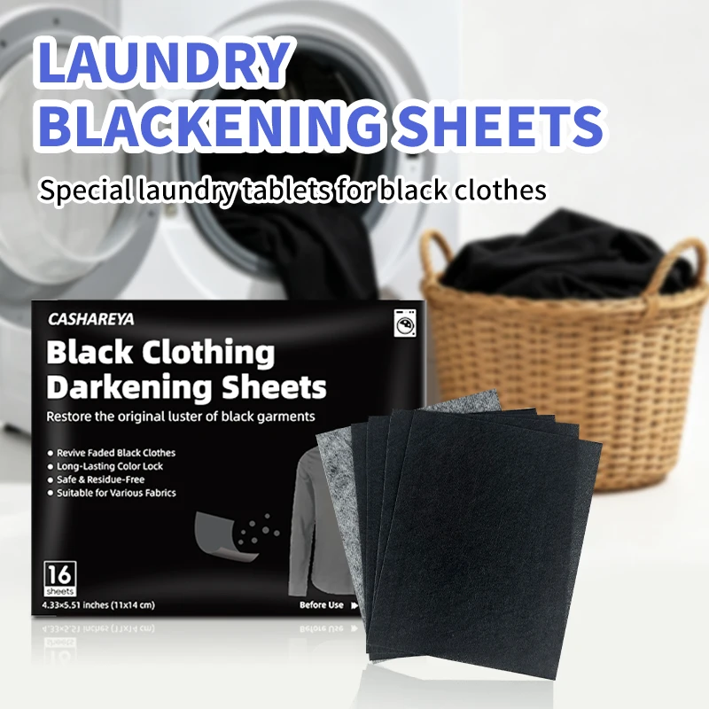 

CASHAREYA Black Color Restorer Sheets 10pcs Laundry Paper for Black Clothes Prevent Fading Restore Dark Fabrics Deep Black
