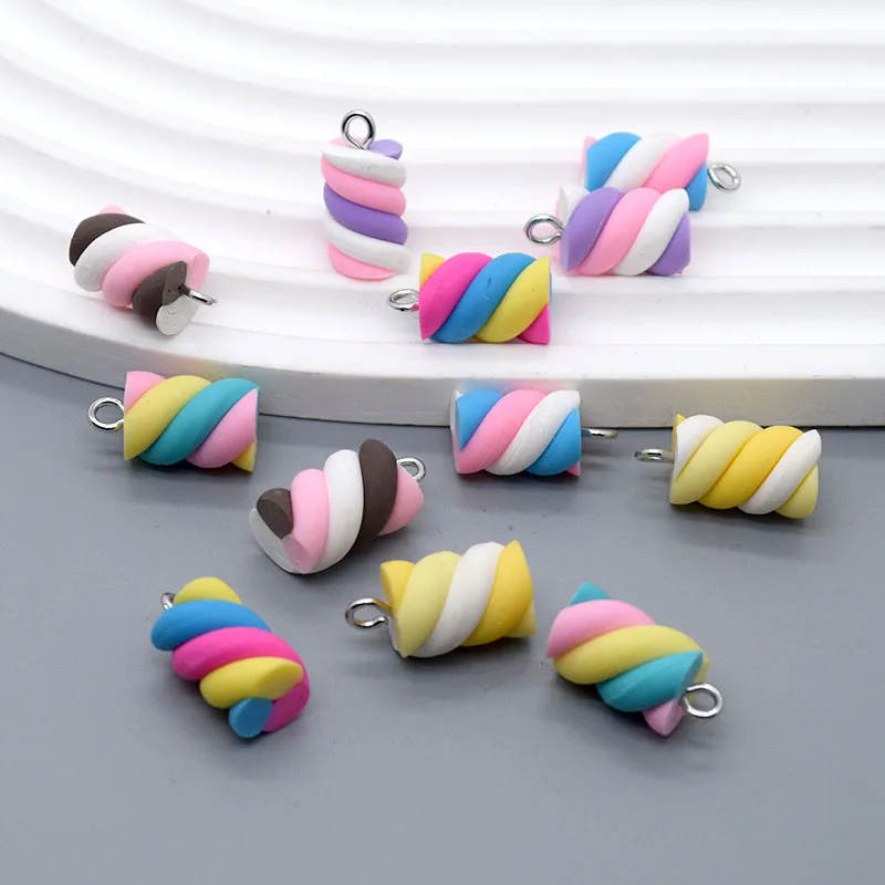 Wholesale 100pcs/Pack Colorful Marshmallow Resin Charms Bulk Lots Sugar Candy Pendant For Earring DIY Sweet Jewelry Make F355