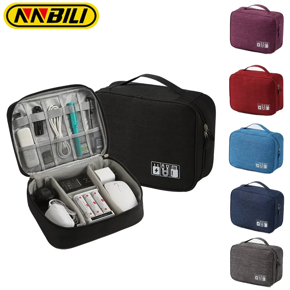 NNBILI Cable Storage Bag Waterproof Digital Electronic Organizer Portable USB Data Line Charger Plug Storage Bag Travel Cable