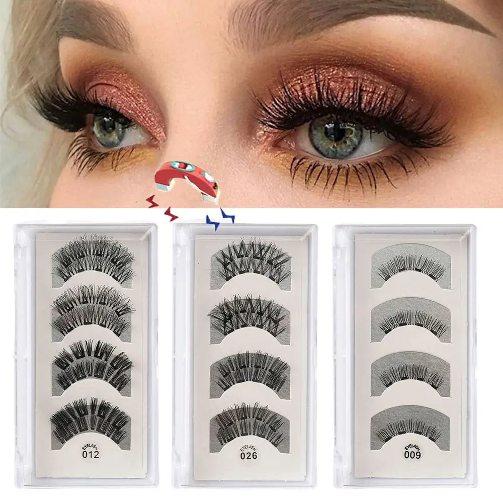 Natural Long Magnetic Eyelashes Easy to Wear Reusable Fake Eyelashes Handmade No Glue No Magnetic Eyeliner Need Eye Makeup Tools