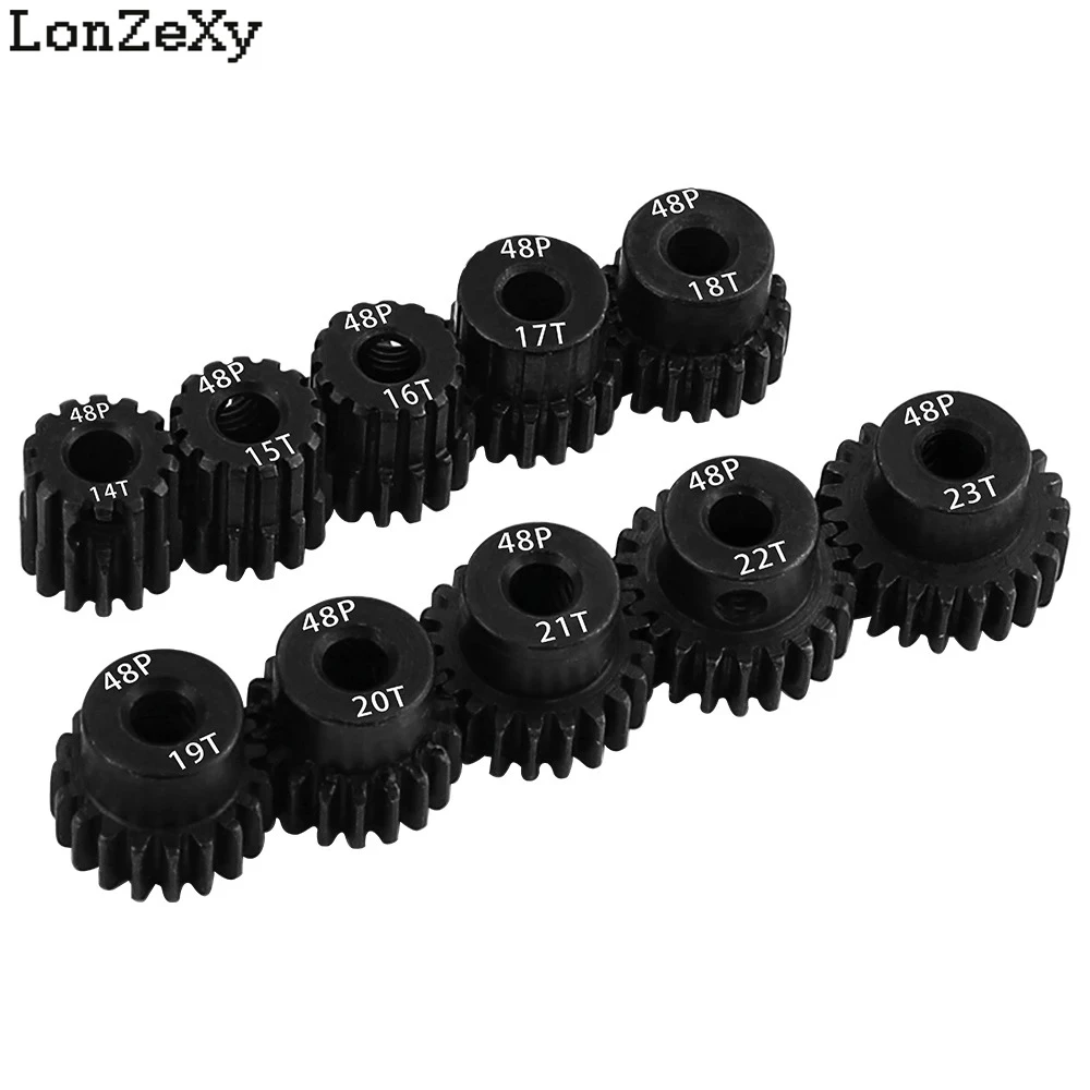 1PC 48P 14/15/16/17/18/19/20/21/22/23T 3.175mm Black Steel Metal Pinion Motor Gear For 1/10 Axial SCX10 Rc Model Car Motor Parts