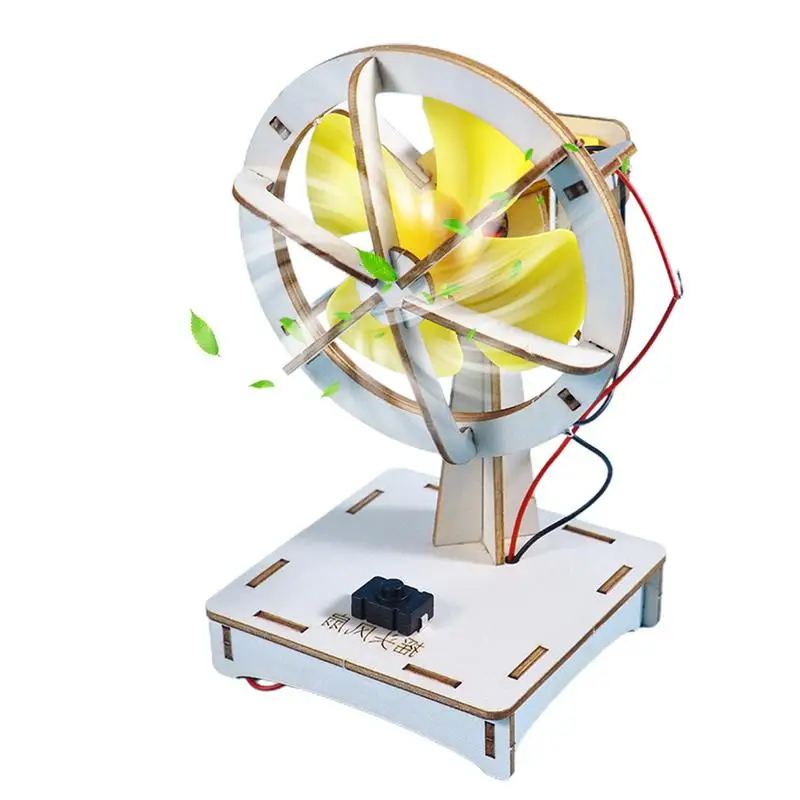 

Electric Fan Science Experiment Kit DIY Shaking Head Electric Fan Wooden Model Motor Driven Fan Assembly Toy Children Gifts