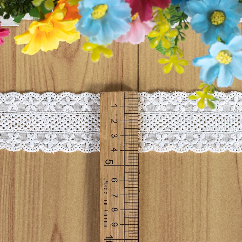 Cotton Embroidery Ribbon Lace Collar Fabric, Handmade DIY Sewing Material, Curtains, Dress Cloth, Fringe Decor, White, Beige