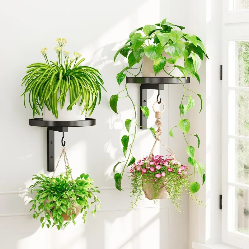 1PC Minimalist Wall Mounted Plant Rack Wall Hanging Plant Bracket Flower Pot Wind Chime Holder Home Balcony Garden Decor