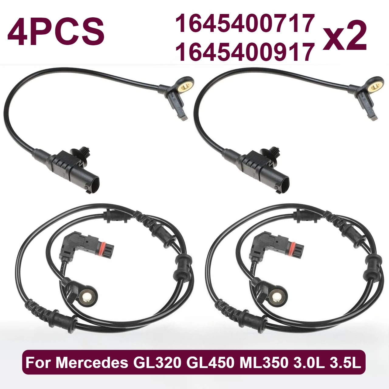 

4 шт. передний и задний датчик скорости колеса ABS для Mercedes GL320 GL450 ML350 3.0L 3.5L 1645400717 1645400917 A1645400917