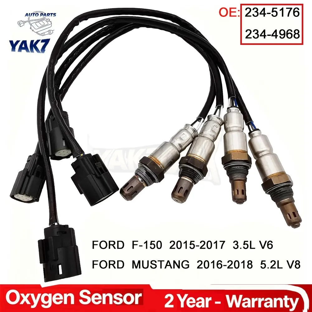 4pcs Oxygen Sensor for 2015 2016 2017 Ford F-150 5.0L MUSTANG 2016-2018 5.2L V8 Upstream Downstream Front Rear 234-5176 234-4968