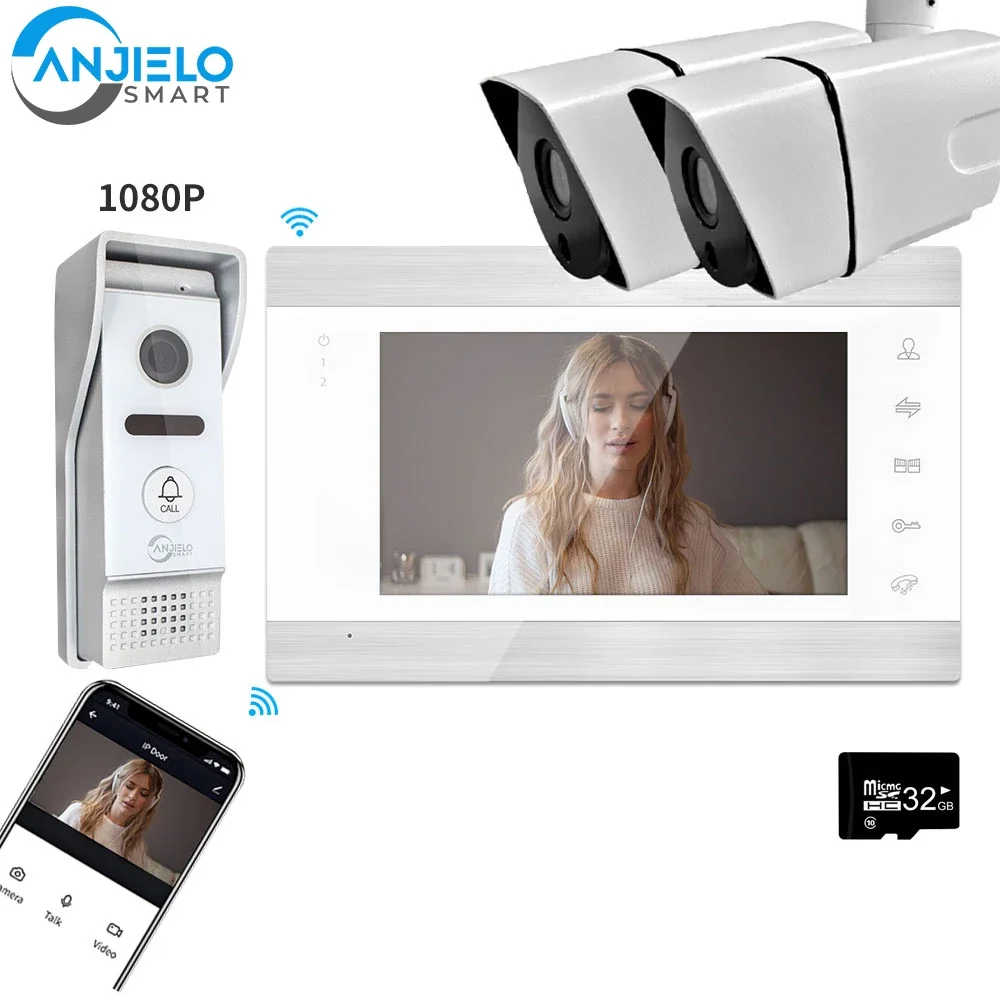 Tuya Video Intercom System Electronic Door Phone Doorbell Camera 7-Inch Touch Screen Buttons Monitor for Private House Entry