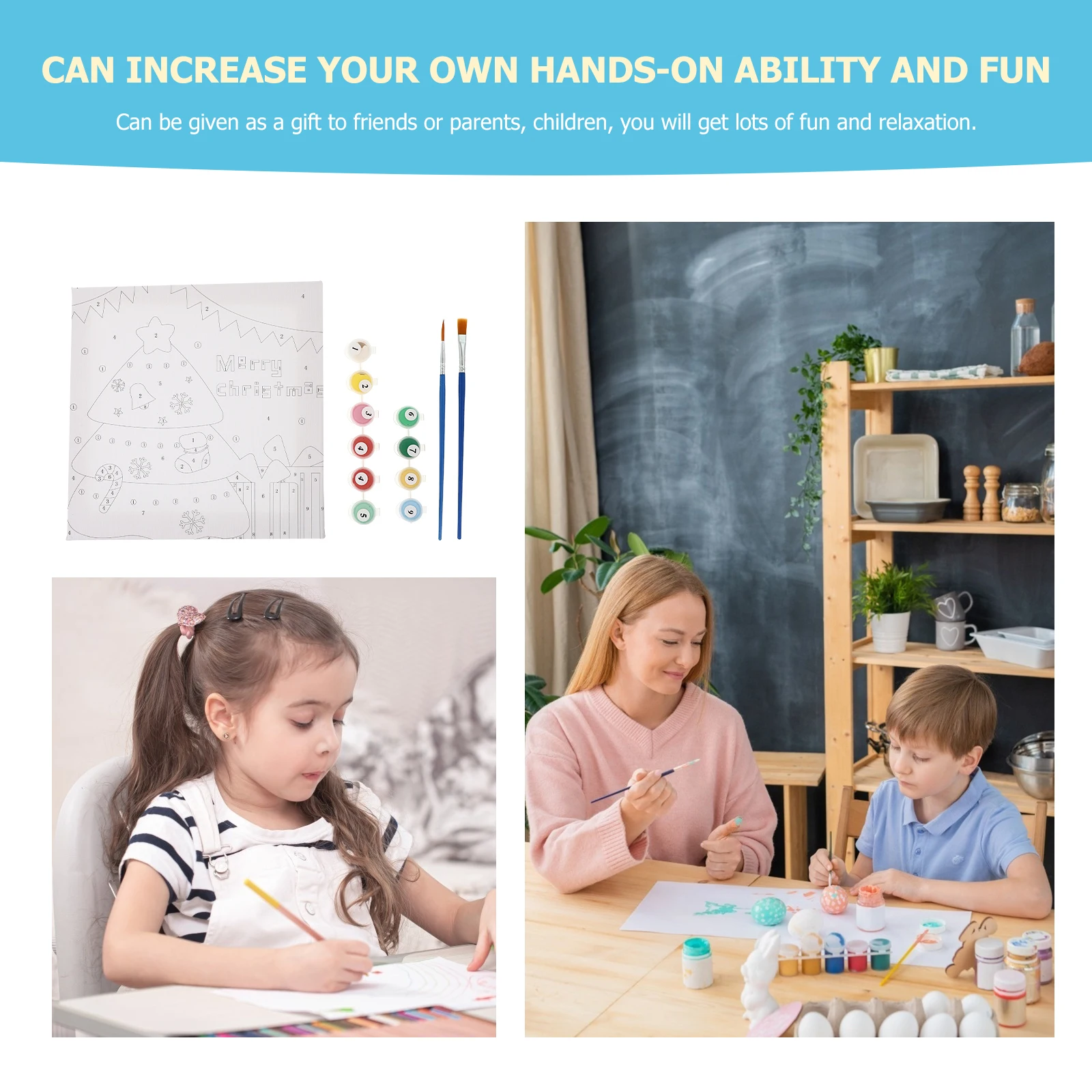 

1 Box DIY Number Painting Oil Canvas Kit Christmas Digital Art Craft Beginner Friendly Home Decor Gift for Family Friends