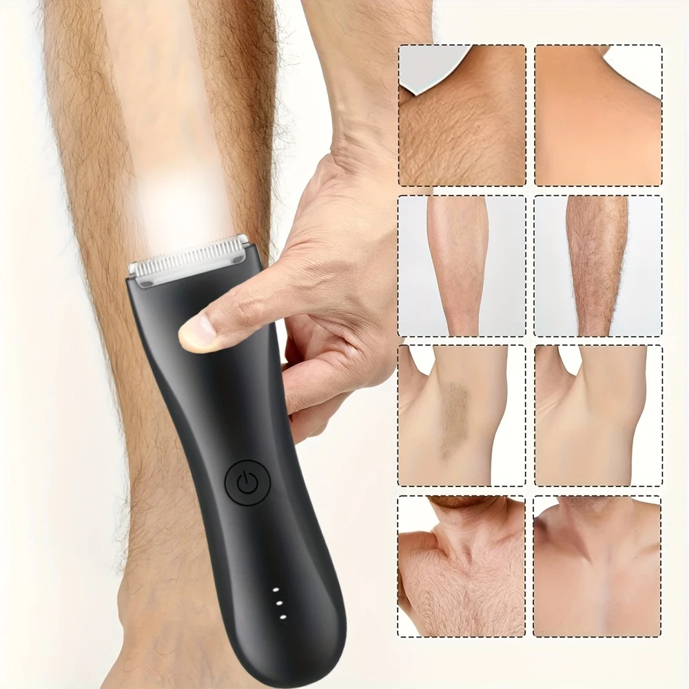 Electric Trimmer for Men's Groin Hair Versatile Body Groomer and Waterproof Pubic Hair Trimmer with Replaceable Ceramic Blade