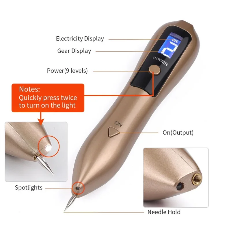 9 Speed LED Light  Plasma Pen Skin Mole Dark Spot Remover For Face Wart Freckle Removal Pen Dot Wrinkle Eyelid Lift Tool