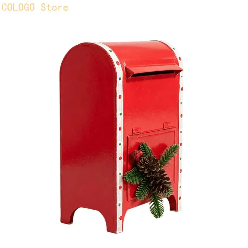 Holiday Mailbox Decoration with Iron Construction for Christmas Retail Showcases, Counters, Tables, and Shelves D0LD