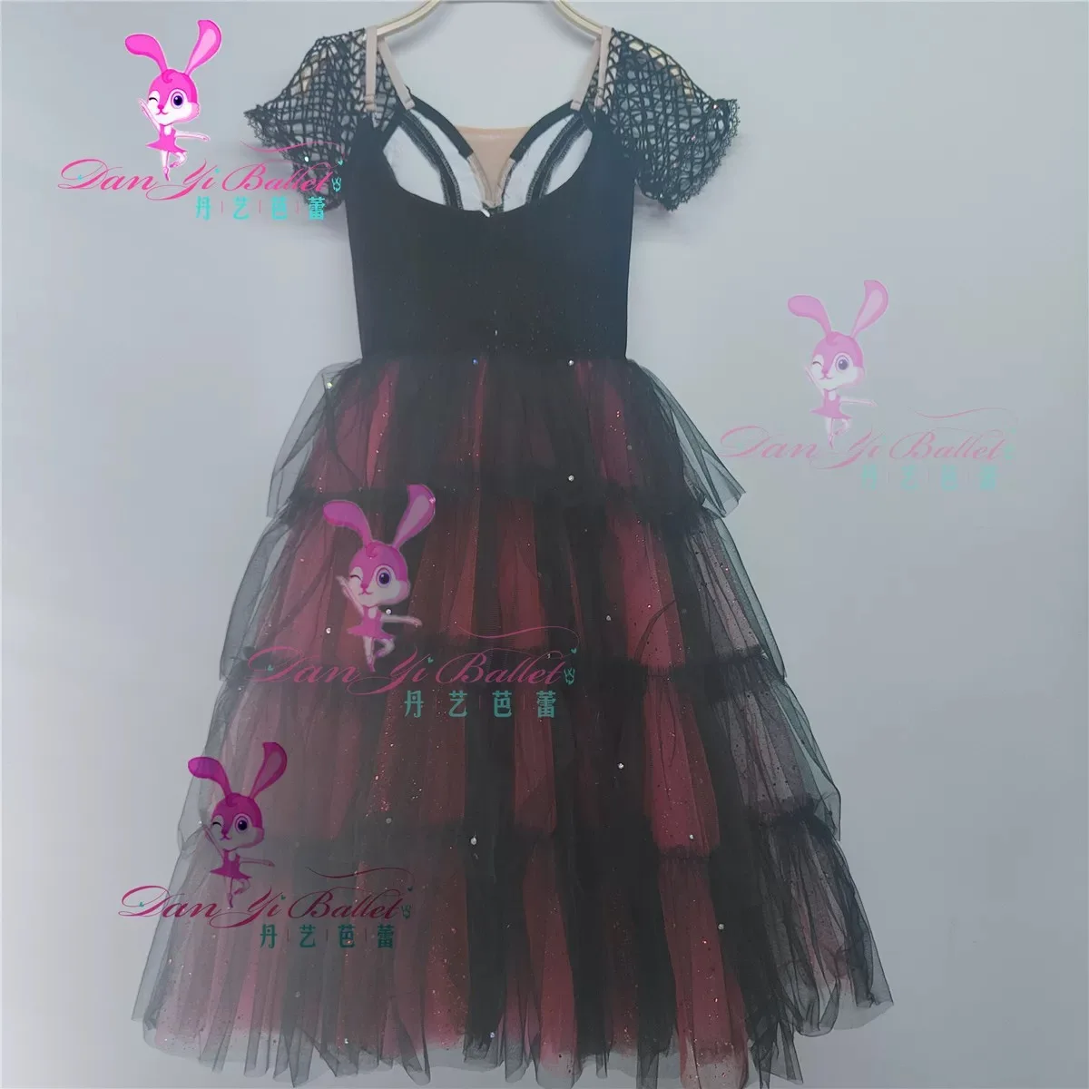 Danyi Dance Rabbit Black Red Spanish Ballet dress long gauze skirt Competition dress Professional customization