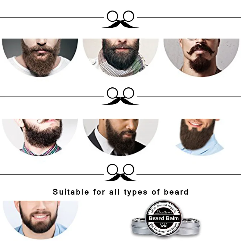 Baume à barbe professionnel naturel pour hommes, conditionneur de barbe, croissance de la barbe, moustache biologique, mise en garde pour la barbe, style lisse, nouveau