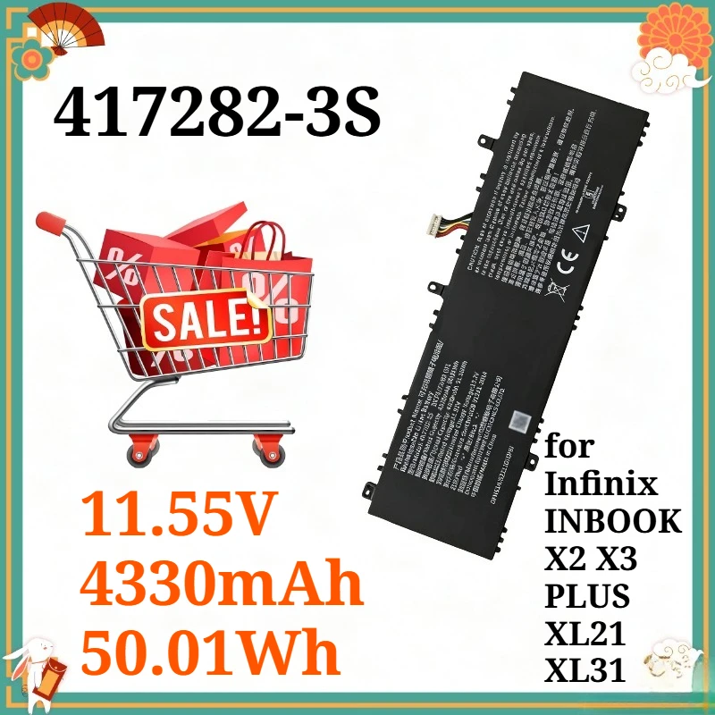 417282-3S 3ICP5/72/83 11.55V 4330mAh 50.01Wh High Capacity Replacement Li-ion Battery for Infinix INBOOK X2 X3 PLUS XL21 XL31
