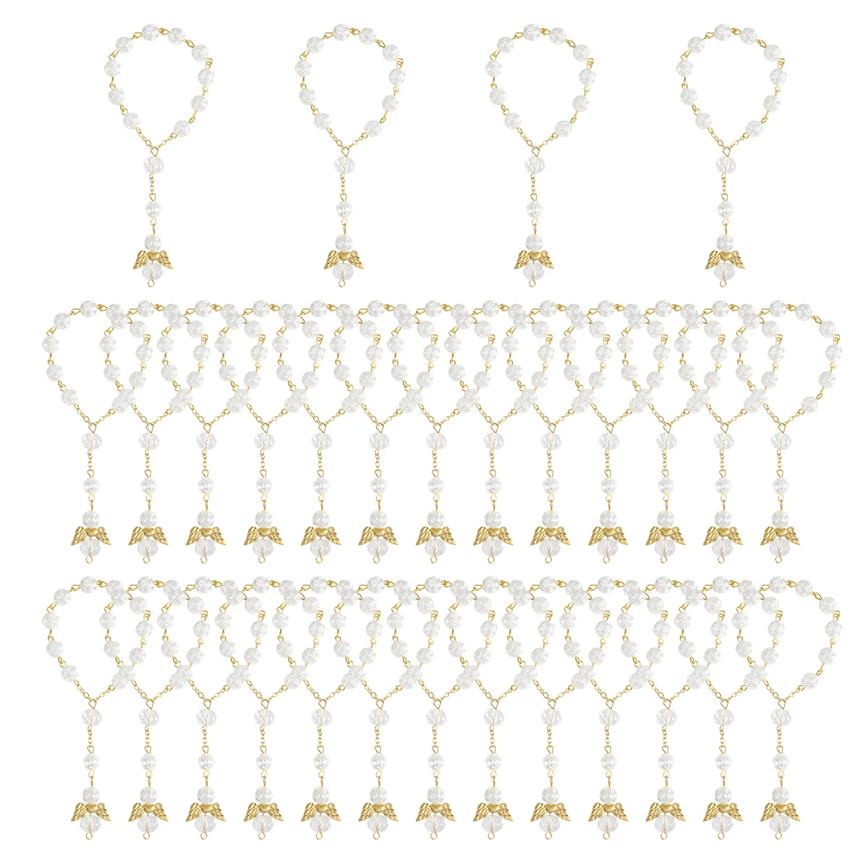 AF93-30 قطعة مسبحة المعمودية الاكريليك حبات المسبحة مسبحة صغيرة الملاك لأول مناولة المعمودية هدايا الحفلات