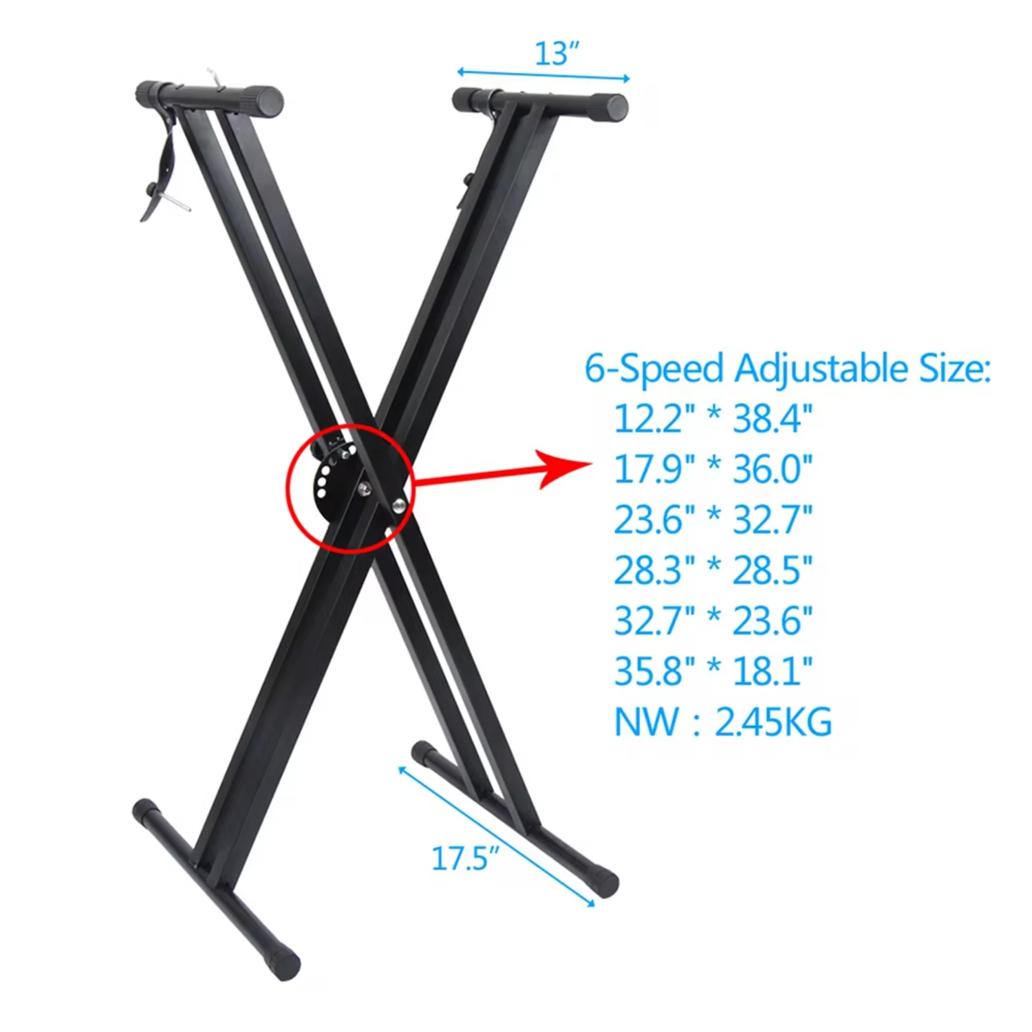 New Glarry Dual-tube X-Shape Keyboard Stand Black