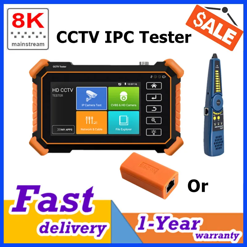 4-Inch 8K CCTV IP Camera Tester Monitor 4inch 8K IPC Tester IPC-1910Plus 8MP AHD CVI TVI CCTV Tester WIFI UTP Cable Tester