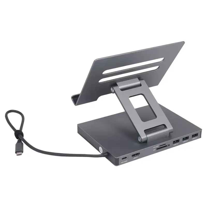 A29F-Docking Station Laptop Stand Aluminum Alloy Multi Port Hub PD USB3.0 Stand SD TF Slot Gigabit Ethernet Docking Station