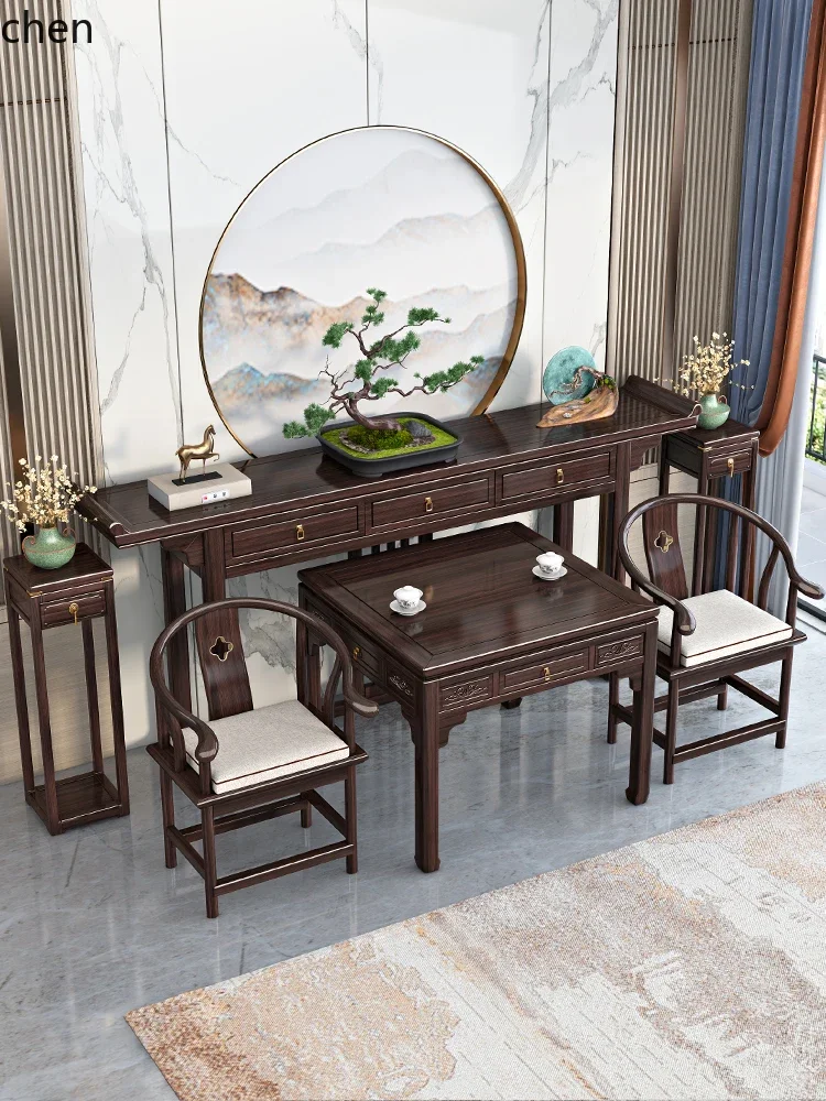 DSA Solid Wood Rural Eight Immortals Table Chess and Card Table Home Leisure Gathering Tea Drinking Tea Table