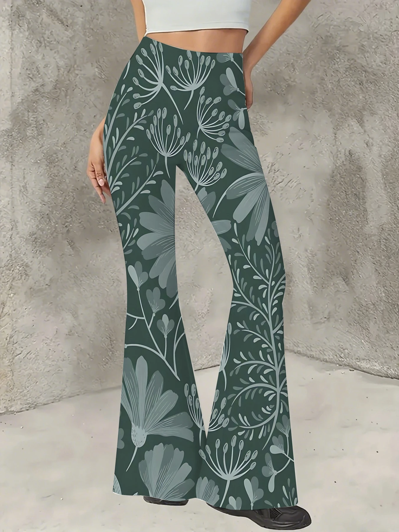 

Women's Printed Flare Pants Y2K High Waist Bell Bottom Trousers Streetwear