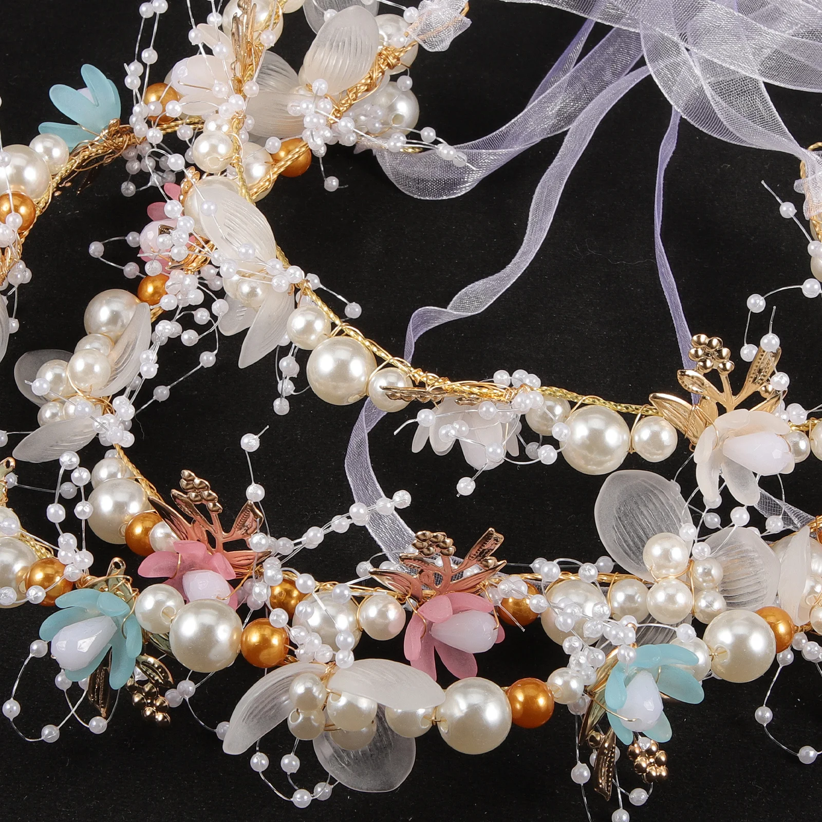 

3Pcs Pearl Headband Flower Headpiece Wedding Hair Crown Floral Tiara for Accessories Flower Crown