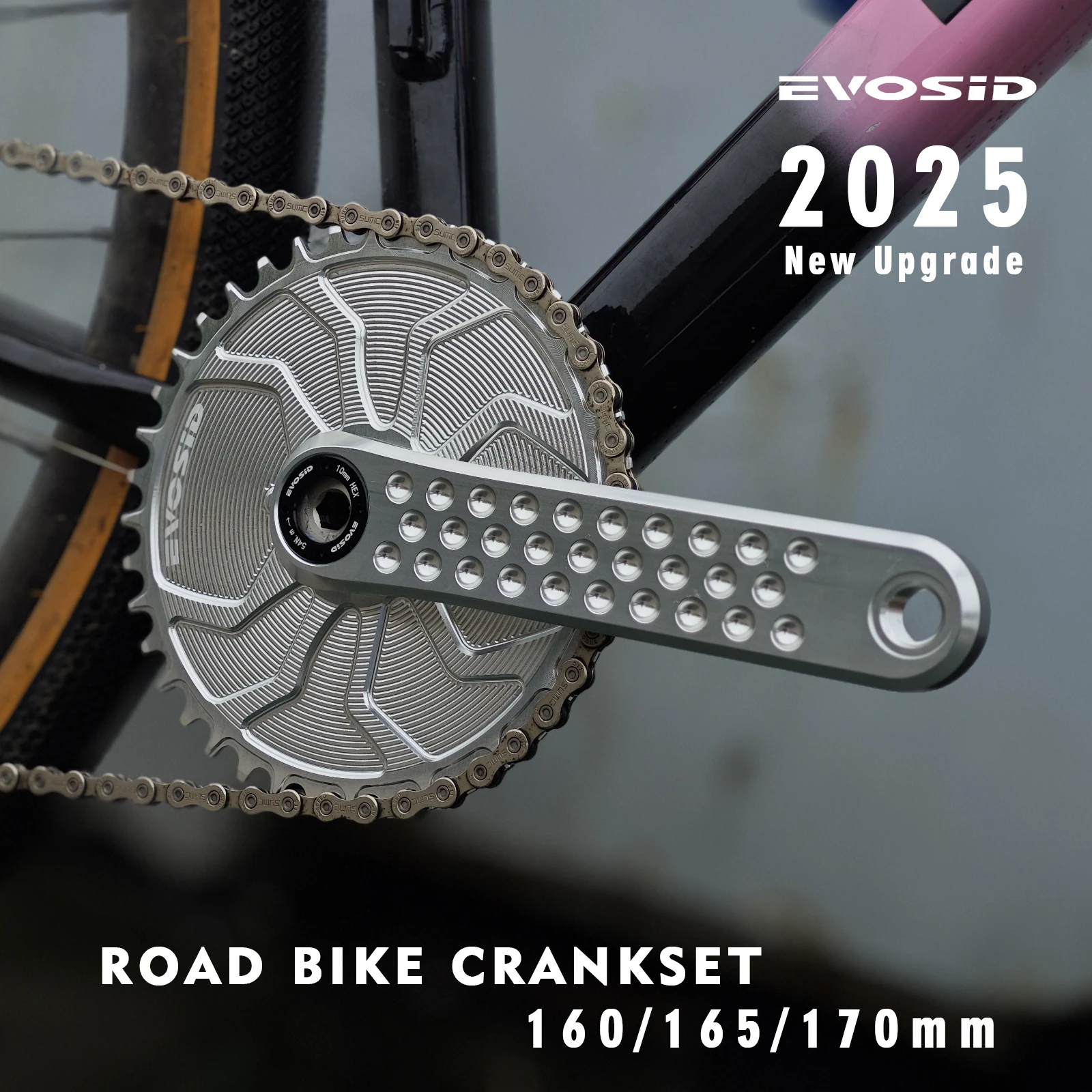 EVOSID Road Bike Crankset 160/165/170mm Ultralight 3Nails Direct Mount CNC Hollow Tech Crank 24mm Axis With Bracket
