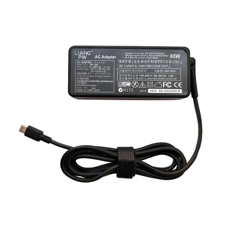 20V 3.25A 65W  Type -C Universal Laptop Power Adapter Charger for Lenovo Yoga 5 Pro X1 T470p Asus B9440UA UX390