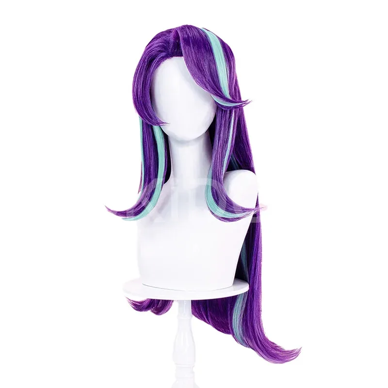 LQIN STOCK Starlightt Glimmerr شعر مستعار الكرتون تأثيري DokiDoki النساء 70 سنتيمتر الأرجواني الأزرق الشعر الطويل Starlightt Glimmerr تأثيري الحرة Ca